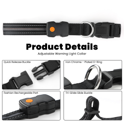 Custom Harmless Dog Collar Usb Chargeable Led Waterproof Dog Collar