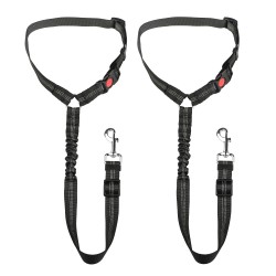 Bungee Dog Threads Leash and Bungee Buffer Dog Leash with Durable 2 Soft Padded Handles Dog Car Seat Belt