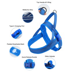 Breathable LED Dog Harness Light Led Dog Vest Harness With Two Reflective Stripes