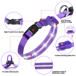 Luminous LED Dog Collar Usb Rechargeable Led Light up Dog Pet Collar