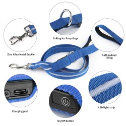 Custom LED Dog Leash Rechargeable LED Light up Dog Leash Safety Glow in the Dark Strap for Night Walking