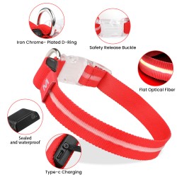 Night Walking Dog Collar Anti-Lost Neck Strap USB Recharge Comfortable Soft LED Light up Dog Collar