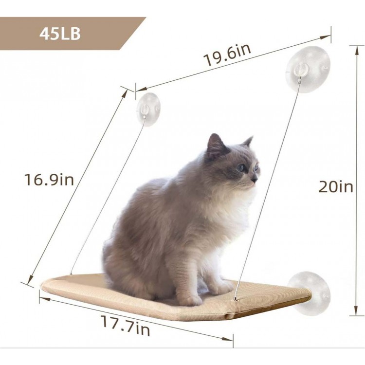 PETPAWJOY Cat Window Bed Suction Cups Space Saving Cat Window Perch Pet