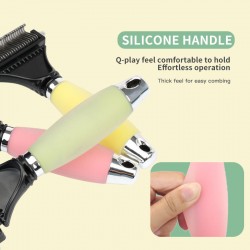 Custom Cat Knot Comb Silicone Handle Double Sided Dog Safe Grooming Comb