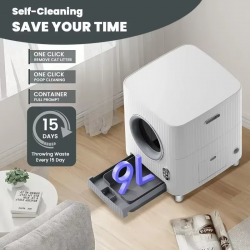 Cat Litter Plastic Box Automatic Toilet for Cats Self Cleaning Litter Box Large Capacity 68L Quiet Operation Easy Clean White