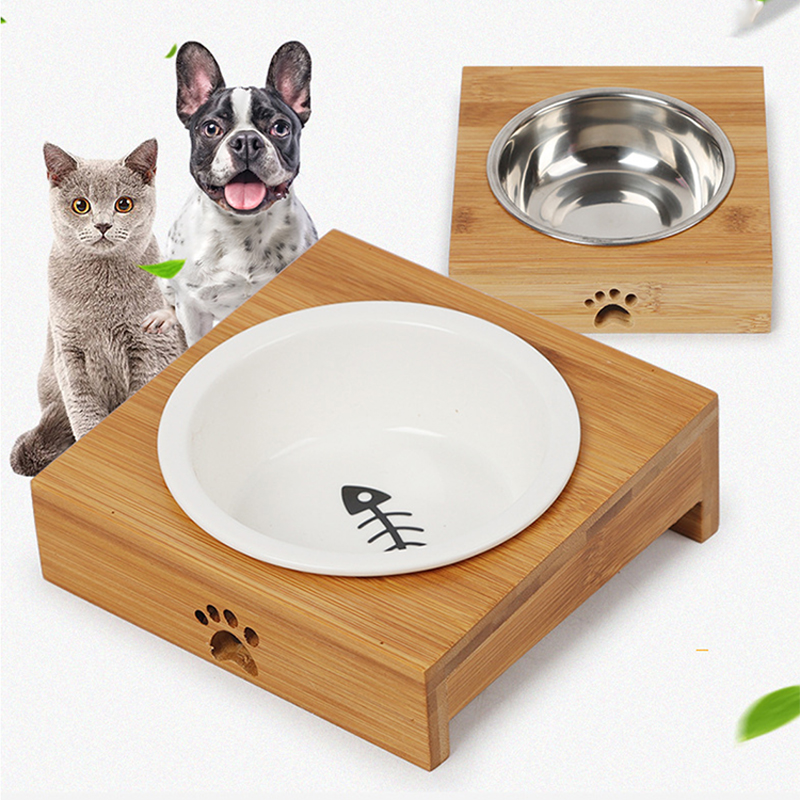 Bamboo Elevated Dog Bowl